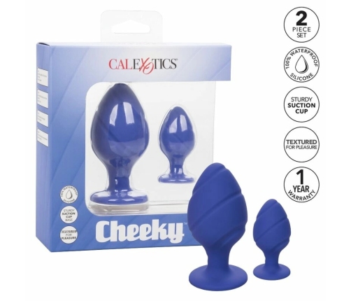 CalExotics Cheeky Silicone Plug Purple Waterproof Two Sizes