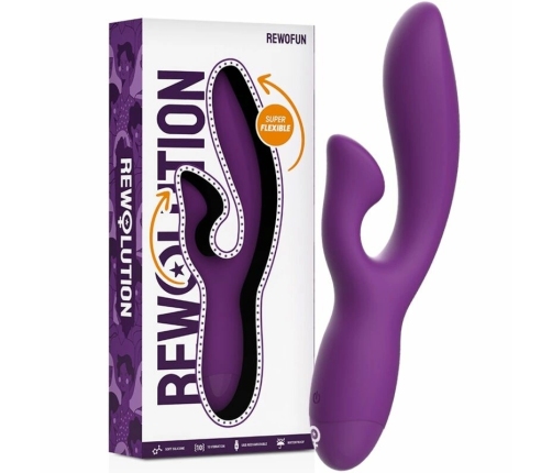 Rewolution REWOFUN Flexible Dual Motor Vibrator with Rabbit, 19.5 cm, Pink