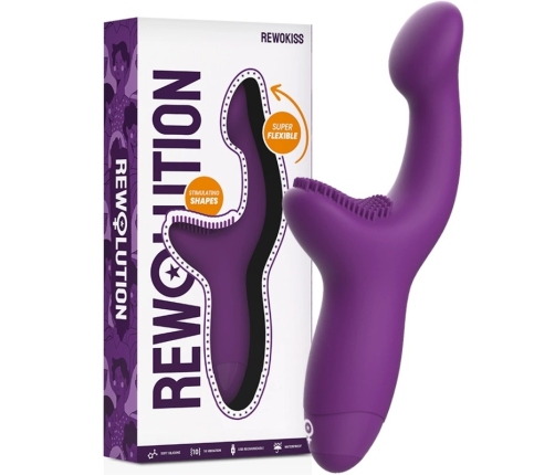Rewolution Rewokiss Dual Motor Vibrator - Flexible Silicone, 18.5 cm, Pink