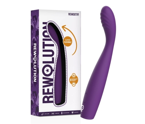 Rewolution REWOSTIM Flexible Silicone Vibrator, Waterproof, Rechargeable 19cm