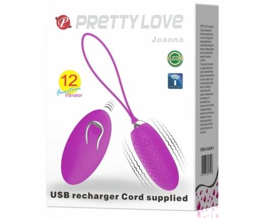 Pretty Love Joanna Wireless Vibrating Egg 12 Modes Silicone Pink