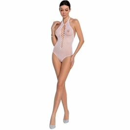 Passion BS088 White Mesh Bodystocking - One Size, Lace Detailing