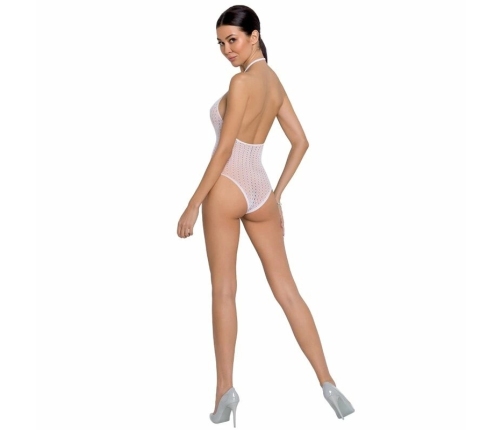 Passion BS088 White Mesh Bodystocking - One Size, Lace Detailing