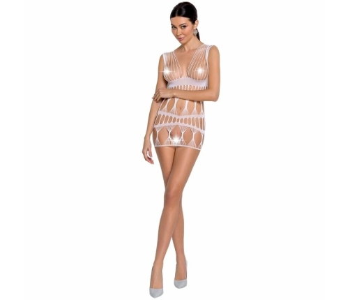 PASSION BS089 Bodystocking White Mesh-Lace One Size - Elegant Design