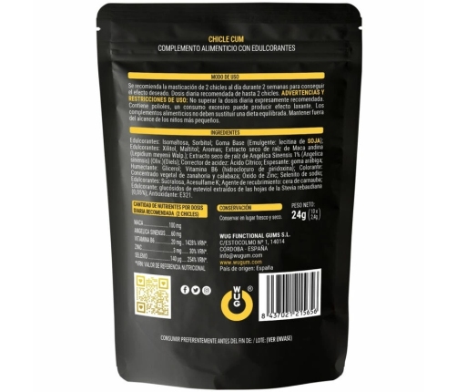 WUG CUM Banana Flavor Functional Chewing Gum 10 pcs Zinc Selenium Complex