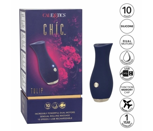 CalExotics Chic Tulip Blue - 10-Mode Waterproof Massager, 11.5 cm