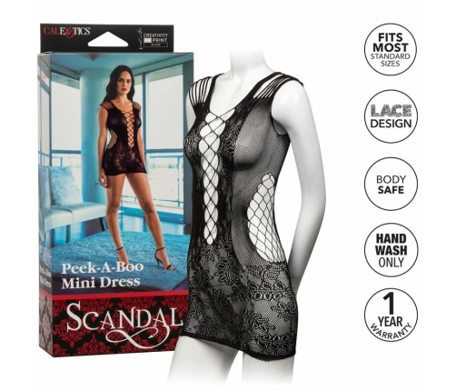 CalExotics Scandal Peek-A-Boo Mesh Mini Dress One Size Black