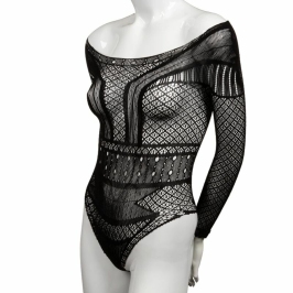 CalExotics Scandal Mesh Lace Shoulder Bodysuit One Size Black