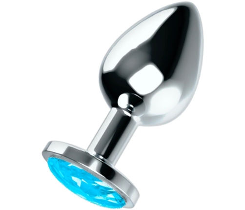 OHMAMA Stainless Steel Intimate Plug with Blue Crystal L 8 cm