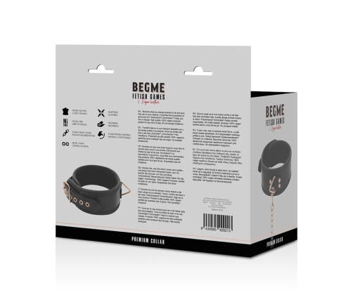 BEGME Black Edition Premium Vegan Leather Collar with Neoprene Lining