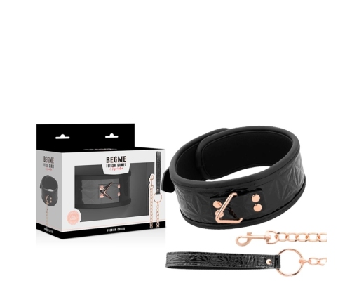 BEGME Black Edition Premium Vegan Leather Collar with Neoprene Lining