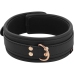 Coquette Chic Desire Vegan Leather Collar with Metal Chain, Black