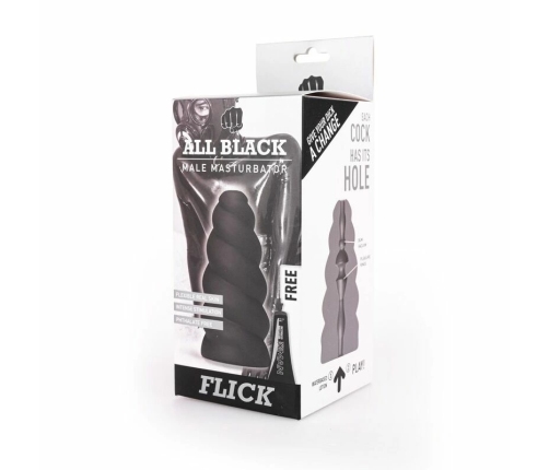 ALL BLACK Flick Intimate Spiral System, 17 cm, Phthalate-Free, Black