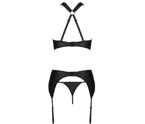 Passion Amanda S/M - Eco Leather Lingerie Set with Gold Accents