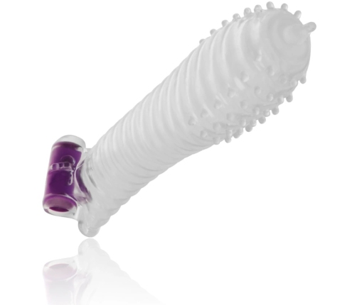 OHMAMA Textured Extension Sleeve with Vibrating Bullet 15cm Transparent
