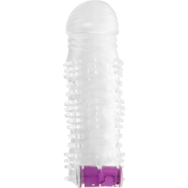 OHMAMA Textured Extension Sleeve with Vibrating Bullet 13cm Transparent