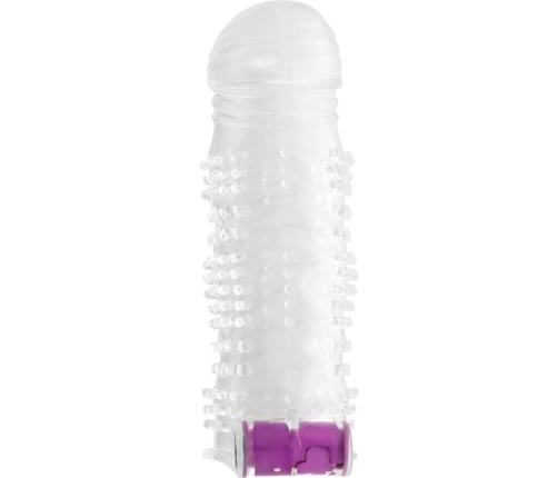 OHMAMA Textured Extension Sleeve with Vibrating Bullet 13cm Transparent