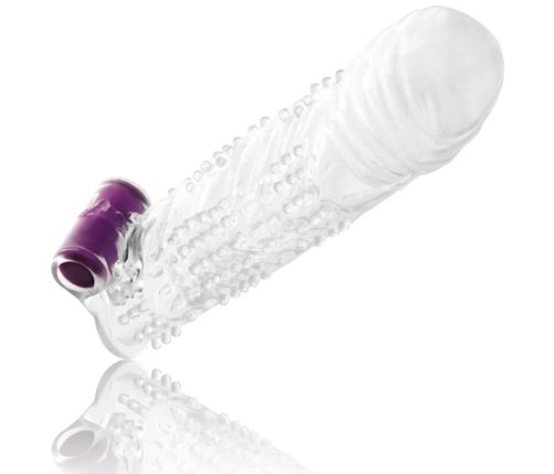 OHMAMA Textured Extension Sleeve with Vibrating Bullet 13cm Transparent