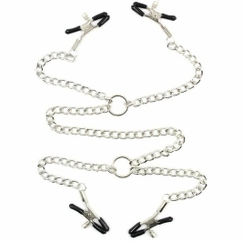 OHMAMA Fetish Adjustable Metal Nipple Clamp Set with Chains, 4-Piece