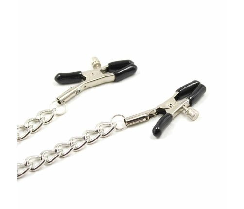 OHMAMA Fetish Adjustable Metal Nipple Clamp Set with Chains, 4-Piece