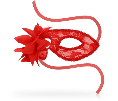 OHMAMA Elegant Venetian Lace Mask with Red Flower Accent, Unisex, One Size