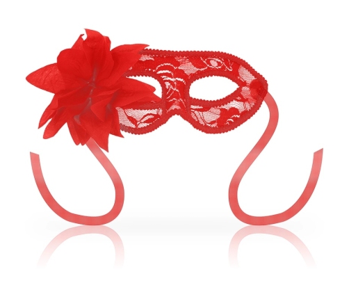 OHMAMA Elegant Venetian Lace Mask with Red Flower Accent, Unisex, One Size