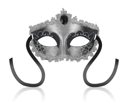 OHMAMA Black Diamond Gray Mask - Decorative Rigid Unisex Venetian Style