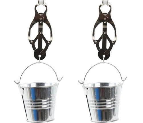 OHMAMA Metal Nipple Clamps with Buckets - Adjustable, Nickel-Free Design