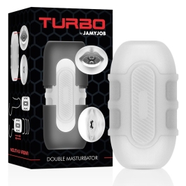 Jamyjob Turbo Dual-Entry Intimate Machine - Textured Sleeve, TPE/ABS Jamyjob Turbo Dual-Entry Intimate Machine - Textured Sleeve, TPE/ABS