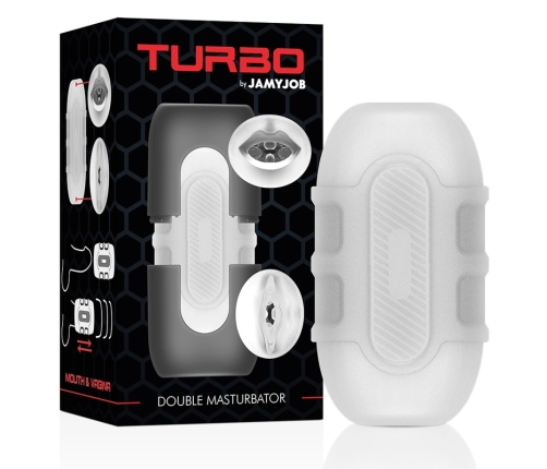 Jamyjob Turbo Dual-Entry Intimate Machine - Textured Sleeve, TPE/ABS