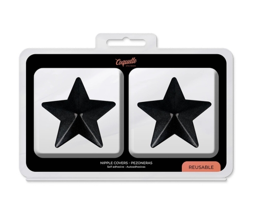 Coquette Chic Desire Star-Shaped Reusable Black Nipple Covers, Metal Finish