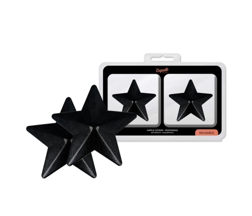 Coquette Chic Desire Star-Shaped Reusable Black Nipple Covers, Metal Finish