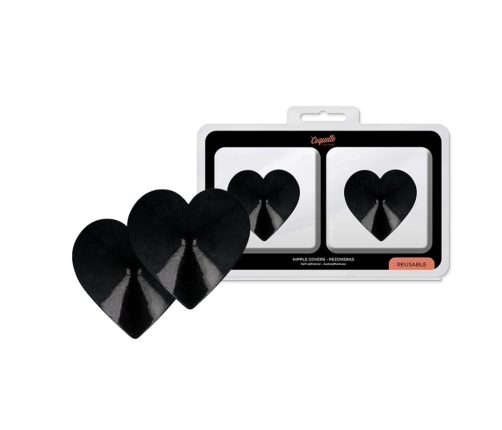 Coquette Chic Desire Black Heart-Shaped Reusable Metal Nipple Covers