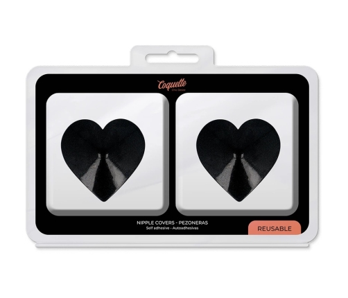 Coquette Chic Desire Black Heart-Shaped Reusable Metal Nipple Covers