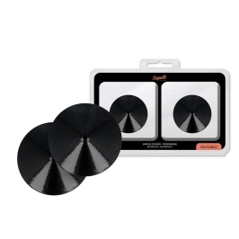 Coquette Chic Desire Elegant Black Metal Nipple Covers - Reusable Circles