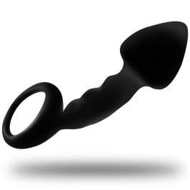 OHMAMA Ribbed Silicone Anal Plug with Safety Ring 12.2cm Black OHMAMA Ribbed Silicone Anal Plug with Safety Ring 12.2cm Black