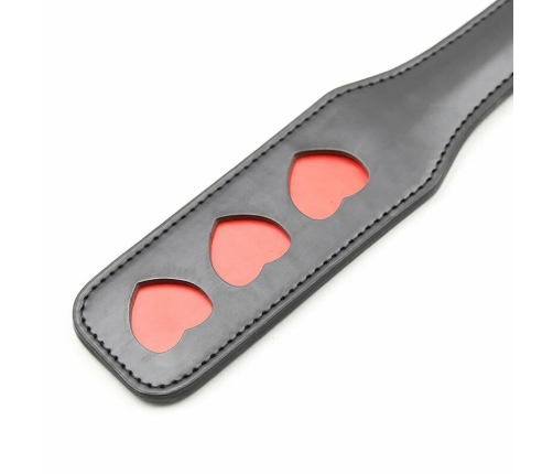 Ohmama Fetish Hearts Paddle - Black PVC Impact Accessory 32.6 cm