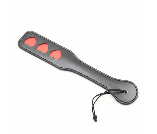 Ohmama Fetish Hearts Paddle - Black PVC Impact Accessory 32.6 cm