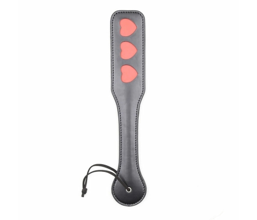 Ohmama Fetish Hearts Paddle - Black PVC Impact Accessory 32.6 cm