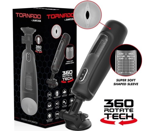 JAMYJOB Tornado 360 Tech Stroker with Rotating & Thrusting System, Black