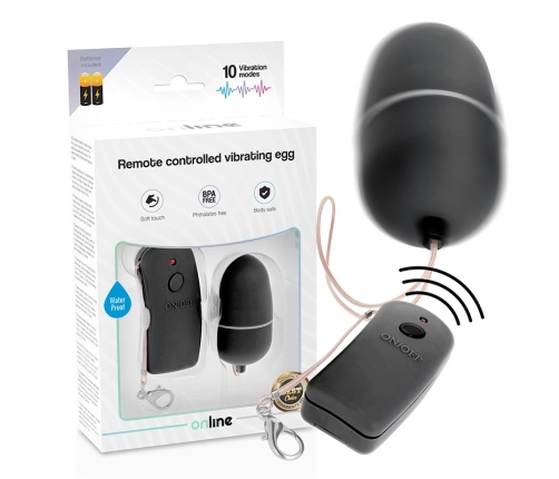 ONLINE - HUEVO VIBRADOR CON MANDO CONTROL REMOTO NEGRO