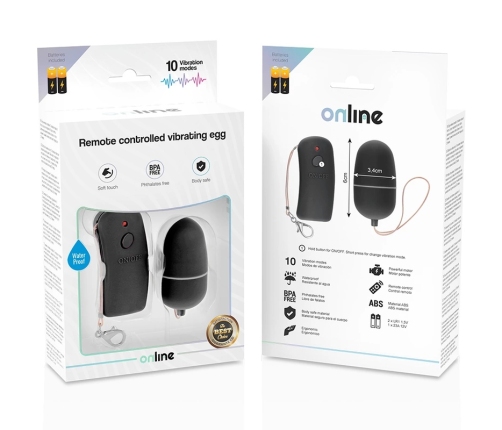 ONLINE - HUEVO VIBRADOR CON MANDO CONTROL REMOTO NEGRO
