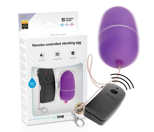 ONLINE Remote-Controlled Wireless Vibrating Device Purple 10 Modes ABS 6cm