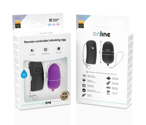 ONLINE Remote-Controlled Wireless Vibrating Device Purple 10 Modes ABS 6cm