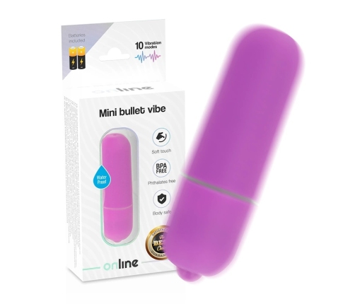 ONLINE Mini Bullet Personal Massager Purple 10 Modes Waterproof 6.2cm