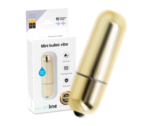 ONLINE Mini Bullet Vibe Gold - Compact 10-Mode Waterproof Model