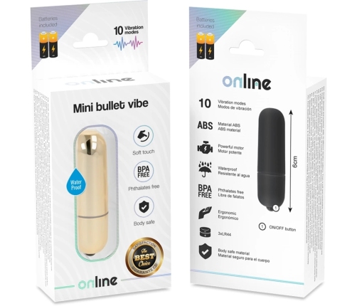 ONLINE Mini Bullet Vibe Gold - Compact 10-Mode Waterproof Model