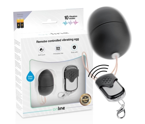 ONLINE S Black Wireless Vibrating Egg with Remote Control, 10 Modes