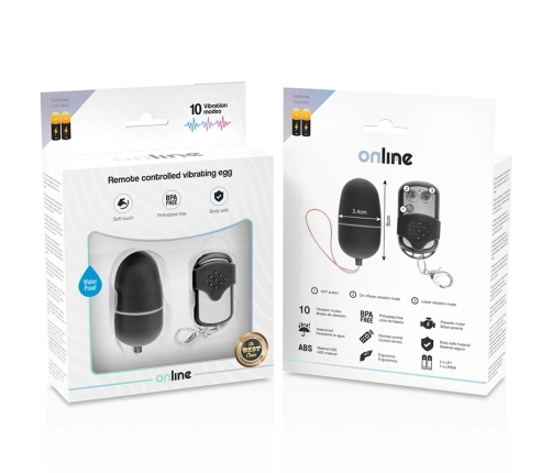 ONLINE Vibrating Egg M Black - Remote Control, 10 Modes, Ergonomic Design
