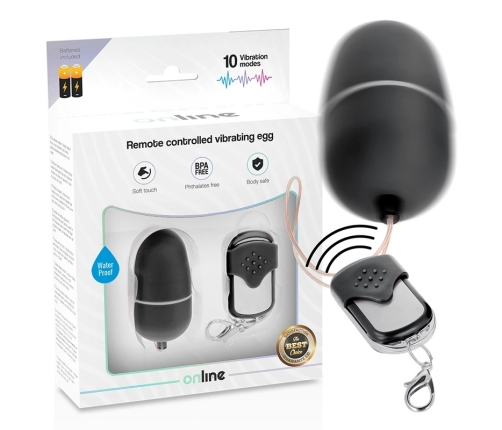 ONLINE Vibrating Egg M Black - Remote Control, 10 Modes, Ergonomic Design
